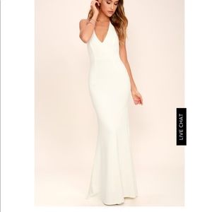 Lulus Love potion ivory lace maxi halter dress